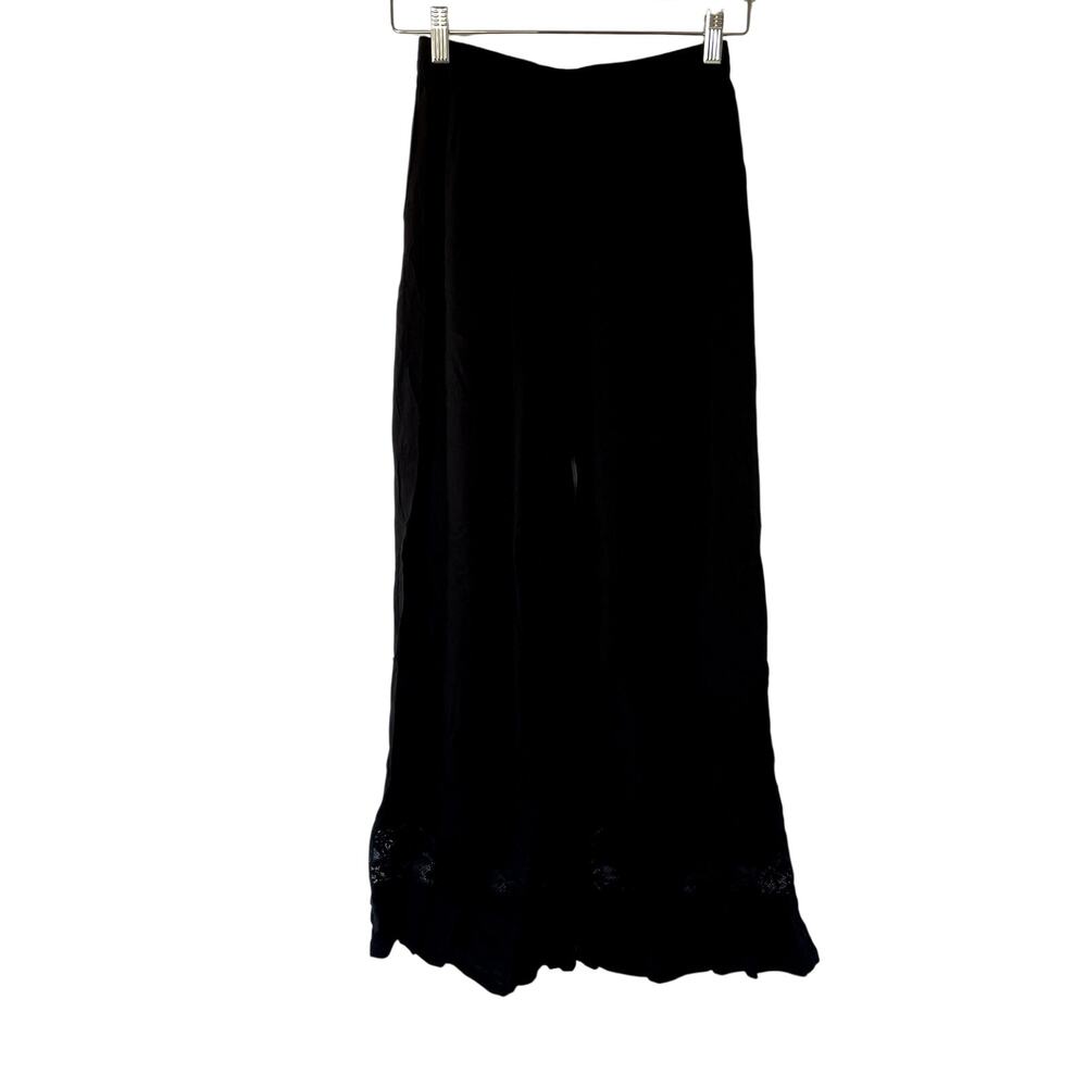 Flowy wide leg trousers women's size 24 elastic waist lace detail modest maxi
